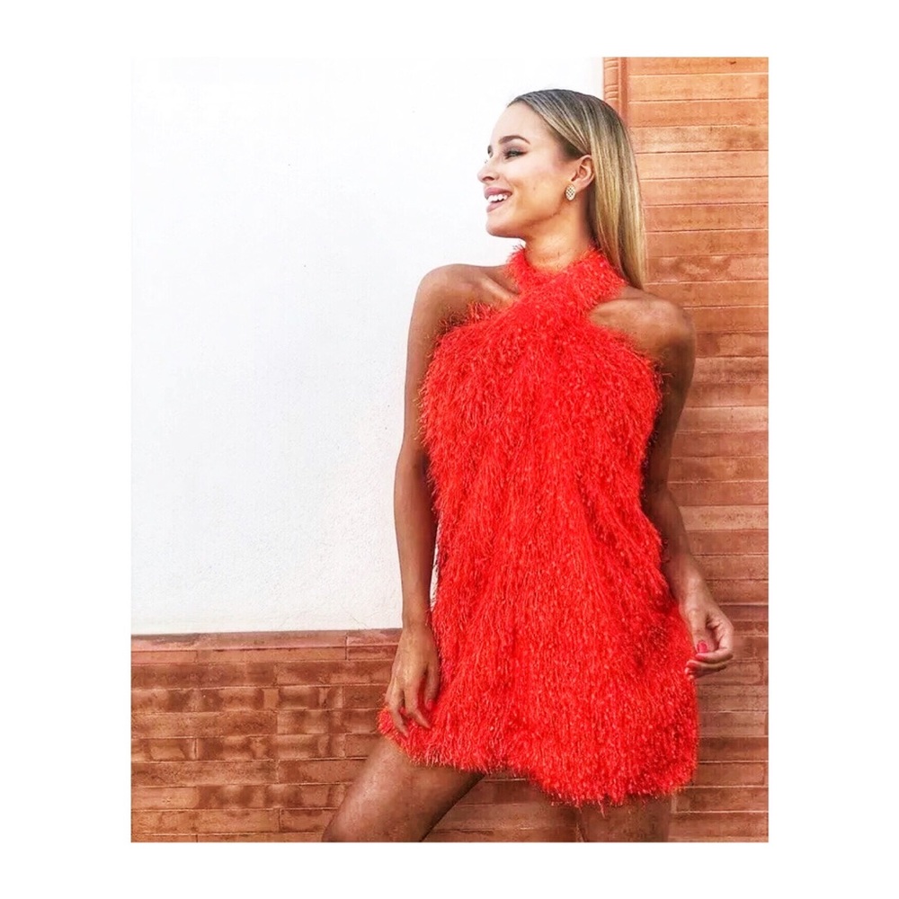 ZARA Fringed Halter Dress NWT